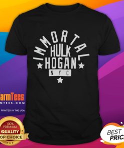 Alt Text: Awesome Immortal Hulk Hogan NYC T-Shirt featuring iconic wrestling design and vibrant colors, perfect for fans.