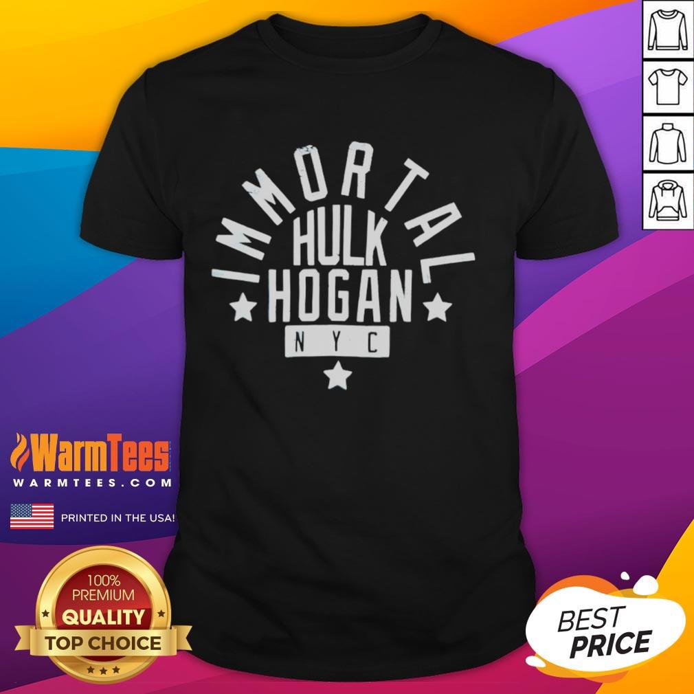 Awesome Immortal Hulk Hogan Nyc T Shirt Alt Text: Awesome Immortal Hulk Hogan NYC T-Shirt featuring iconic wrestling design and vibrant colors, perfect for fans.