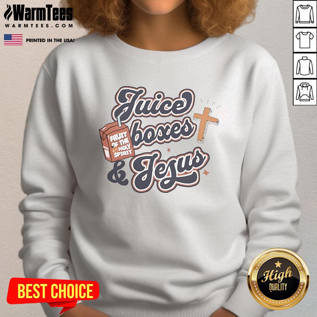 Awesome Juice Boxes And Jesus Sweatshirt Awesome juice boxes and Jesus sweatshirt design featuring vibrant colors and playful graphics for a fun look.