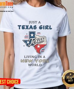 Awesome Texas girl living in a New York world ladies tee featuring a stylish design and vibrant colors.