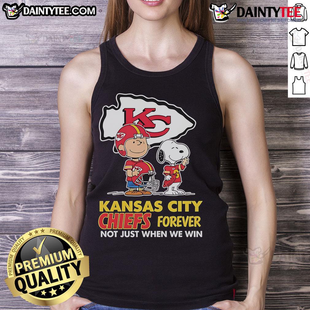 Awesome Kansas City Chiefs Charlie Brown Snoopy Chiefs Forever Not Just When We Win Tank Top Awesome Kansas City Chiefs Charlie Brown Snoopy tank top with 'Chiefs Forever, Not Just When We Win' slogan.