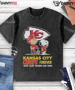 Awesome Kansas City Chiefs Charlie Brown Snoopy 'Chiefs Forever' T-shirt design showcasing team spirit and loyalty.