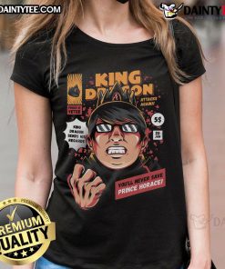 Awesome King Dragon sends his regards on a ladies tee, featuring bold graphics and a captivating design for fans.