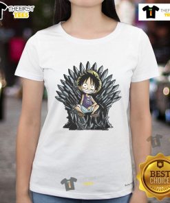 Awesome King of Pirates Throne One Piece Luffy Ladies Tee featuring vibrant design and comfortable fit for fans.