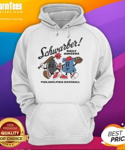 Awesome Kyle Schwarber Philadelphia Phillies Baseball Daily Dingers Summer Hoodie displayed on a mannequin in bright colors.
