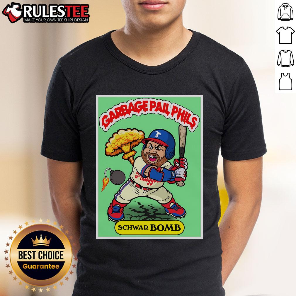 Awesome Kyle Schwarber Schwar-BOMB Garbage Pail Phils Philadelphia Baseball T-Shirt Awesome Kyle Schwarber Schwar-Bomb Garbage Pail Phils T-Shirt featuring a graphic design for Philadelphia baseball fans.