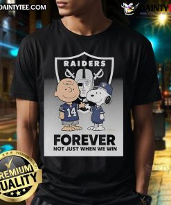 Alt Text: Awesome Las Vegas Raiders Charlie Brown Snoopy Raiders Forever T-Shirt for fans, showcasing team spirit and humor.