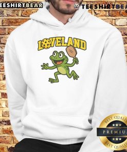Awesome Loveland Frog Pickleball Hoodie featuring a fun frog graphic, perfect for pickleball enthusiasts and casual wear.