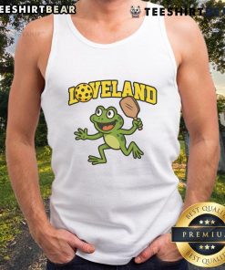 Awesome Loveland Frog Pickleball Tank Top featuring a vibrant frog design, perfect for pickleball enthusiasts.