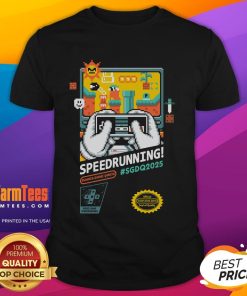Awesome Mario SGDQ Speedrunning 2025 Retro Gamer T-Shirt featuring vibrant graphics and a classic gaming design.
