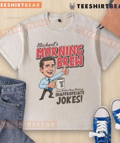 Alt Text: Awesome Michael's Morning Brew washed t-shirt featuring a vibrant coffee graphic and soft, comfortable fabric.