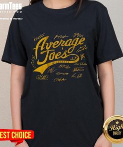 Awesome Milwaukee Baseball 'A Bunch of Average Joes' ladies tee showcasing a stylish design for baseball fans.