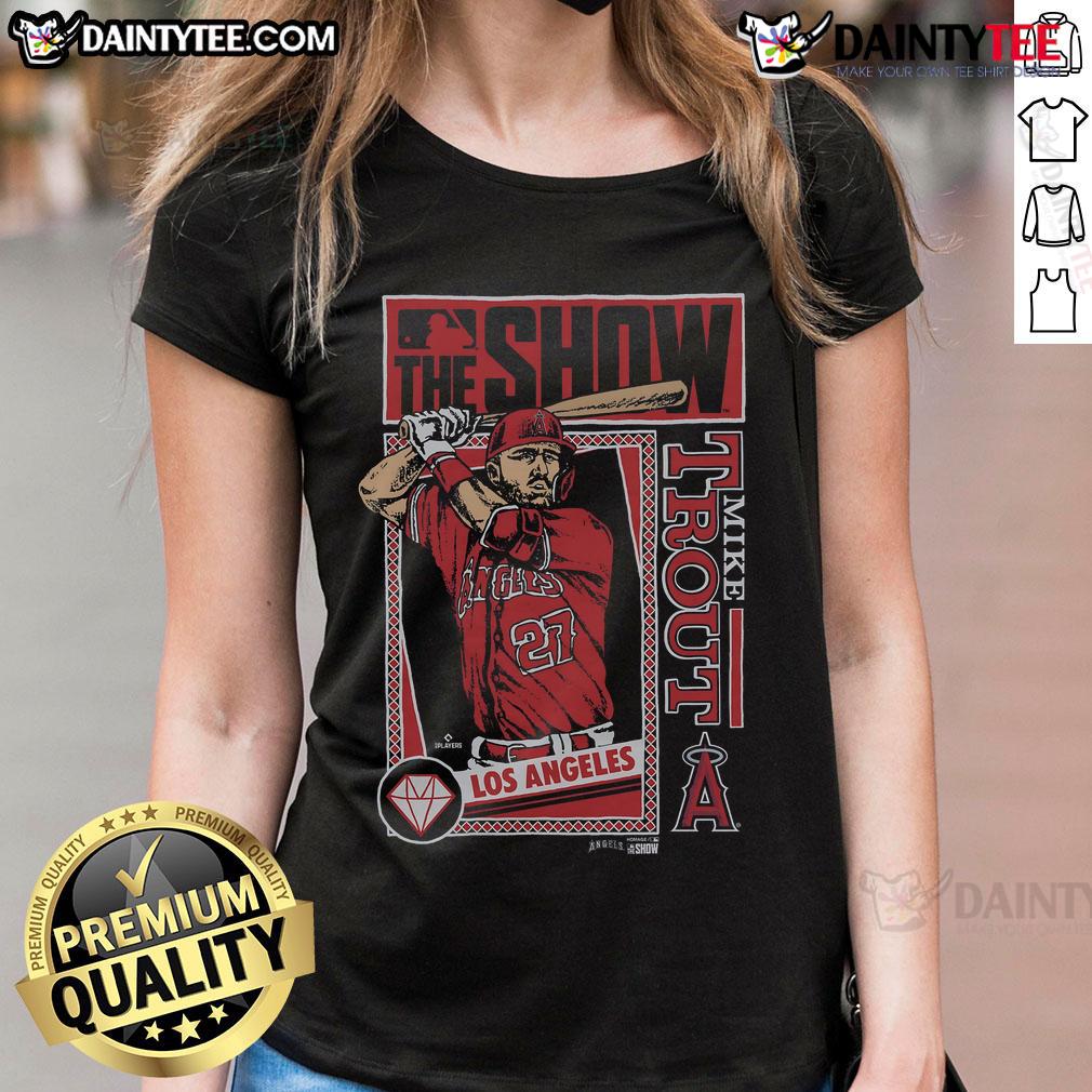 Awesome Mlb The Show Angels Mike Trout Ladies Tee Awesome MLB The Show Angels Mike Trout Ladies Tee featuring vibrant graphics and a comfortable fit for fans.