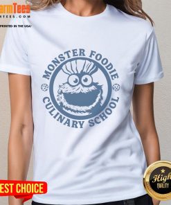 Awesome Monster Foodie Culinary School Cookies Monster Ladies Tee featuring a fun design for food enthusiasts.