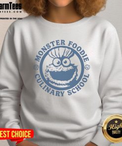 Awesome Monster Foodie Culinary School sweatshirt featuring a playful cookie monster design for food lovers and baking enthusiasts.