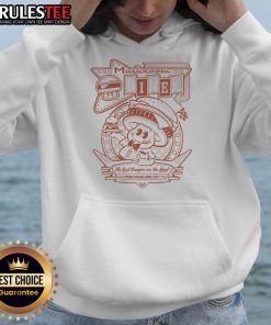 Alt Text: Awesome Mushroom Diner hoodie featuring the slogan 'The Best Burgers on the Road - World Famous Since 1996'.
