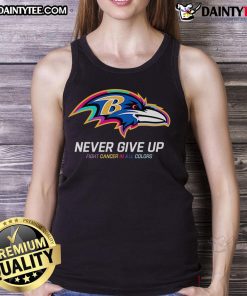 Awesome Never Give Up Fight Cancer in All Colors Baltimore Ravens Tank Top showcasing vibrant cancer awareness design.