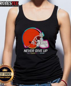 Awesome Never Give Up Fight Cancer Cleveland Browns Tank Top in vibrant colors, showcasing support for cancer awareness.