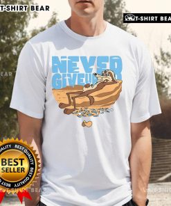 Awesome Never Give Up Wile E. Coyote Looney Tunes T-Shirt featuring vibrant graphics and a motivational message.