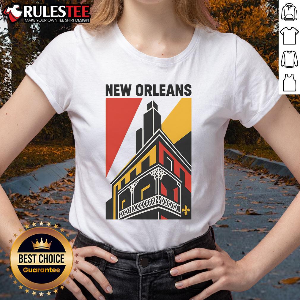 Awesome New Orleans Art Deco Ladies Tee Alt Text: Stylish Awesome New Orleans Art Deco ladies tee featuring vibrant designs and a comfortable fit for casual wear.