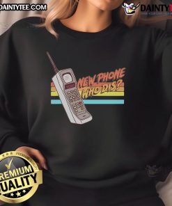 Awesome New Phone Who Dis retro sweatshirt featuring vibrant colors and a stylish graphic design, perfect for casual wear.