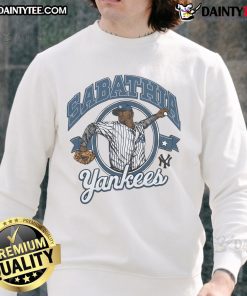 Awesome New York Yankees CC Sabathia sweatshirt featuring team logo and player name, perfect for fans.