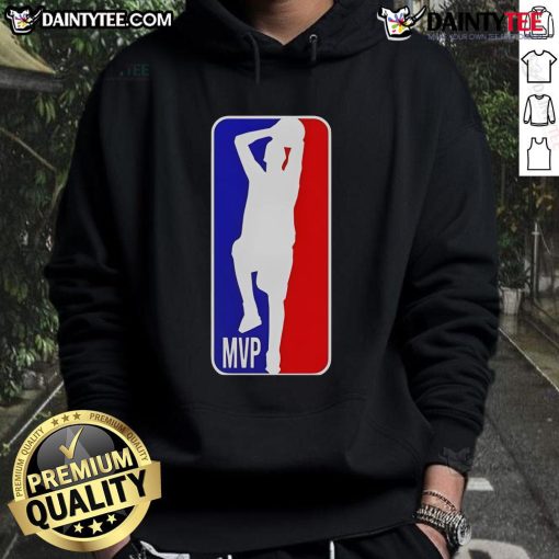 Alt Text: Awesome Nikola Jokic MVP shooting basketball logo hoodie in stylish design, perfect for fans and sports enthusiasts.