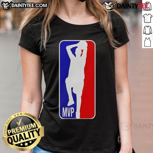 Alt Text: Awesome Nikola Jokic MVP shooting basketball logo on a stylish ladies tee, perfect for fans and sports enthusiasts.