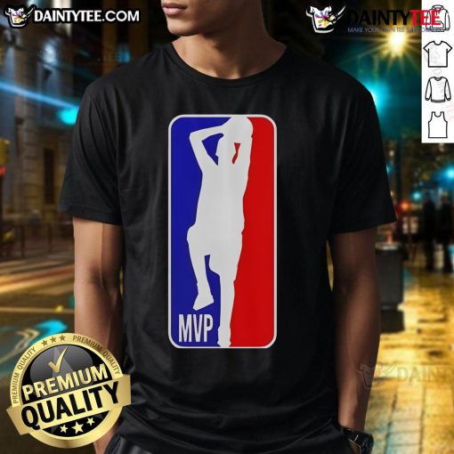 Awesome Nikola Jokic MVP shooting basketball logo T-shirt featuring a stylish design for fans of the Denver Nuggets.