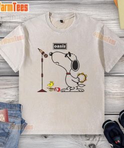 Awesome Oasis Snoopy Woodstock washed t-shirt featuring a vibrant graphic of Snoopy and Woodstock in a relaxed fit.