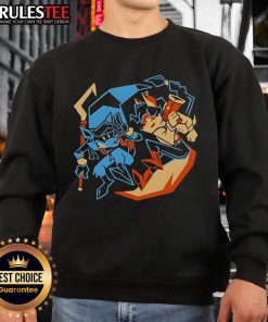 Awesome Outlaw Duo Sly Cooper sweatshirt featuring vibrant graphics of Sly and his gang, perfect for gaming fans.
