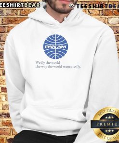 Alt Text: Awesome Pan Am We Fly The World hoodie featuring a vintage design, perfect for aviation enthusiasts and stylish travel lovers.