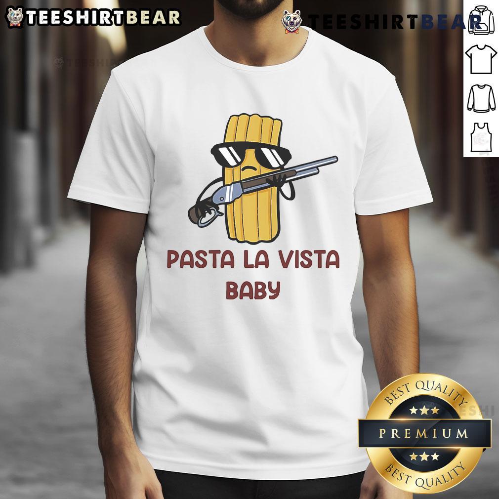 Awesome Pasta La Vista Baby T Shirt Awesome Pasta La Vista Baby T-Shirt featuring a fun pasta graphic and playful text for pasta lovers and kids.