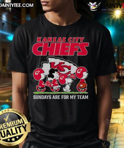 Alt Text: Awesome Peanuts Kansas City Chiefs Sundays Are For My Team T-shirt, perfect for passionate Chiefs fans on game day.