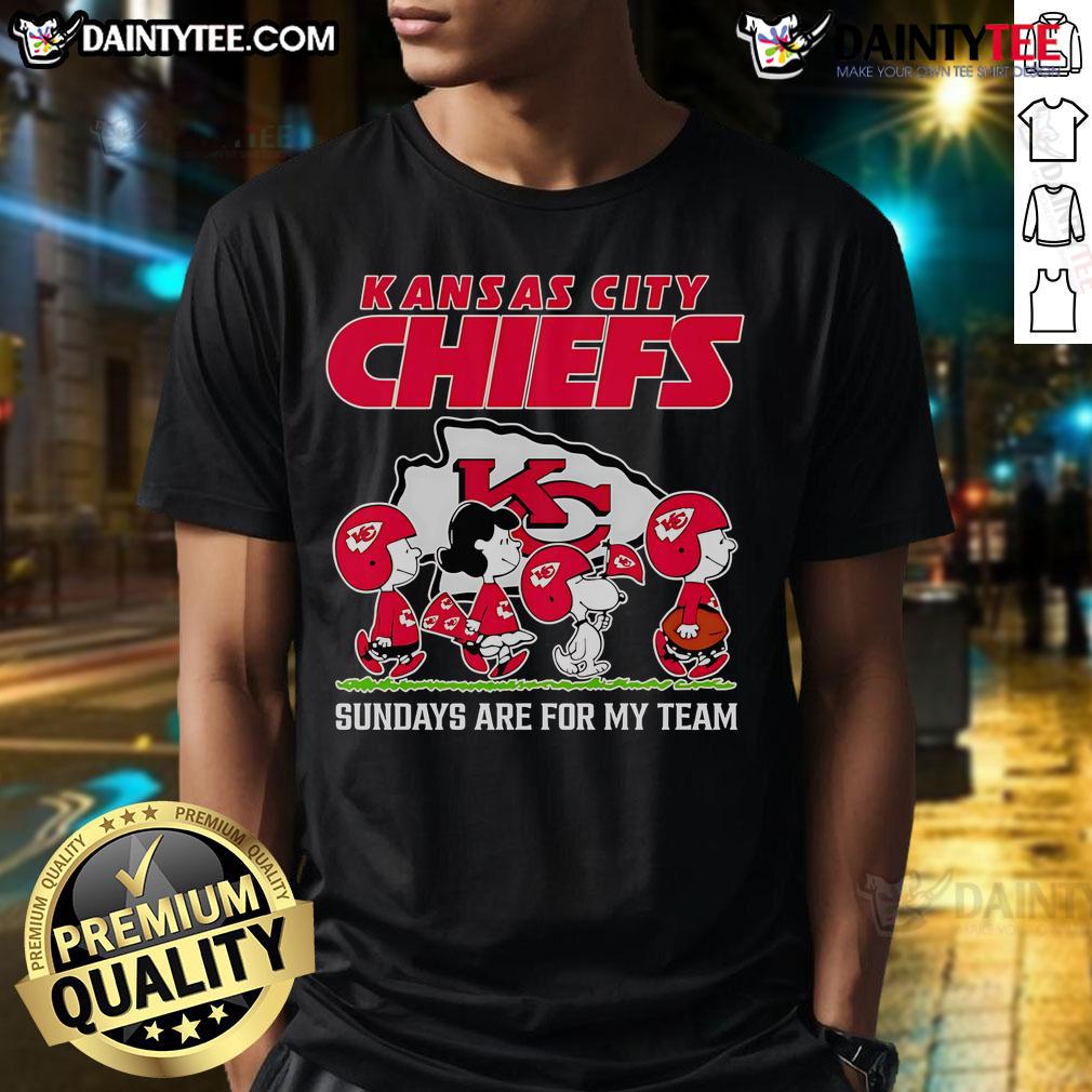 Awesome Peanuts Kansas City Chiefs Sundays Are For My Team T Shirt Alt Text: Awesome Peanuts Kansas City Chiefs Sundays Are For My Team T-shirt, perfect for passionate Chiefs fans on game day.
