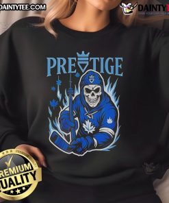 Awesome Prestige Skeleton Toronto Maple Leafs sweatshirt featuring a bold skull design and team logo for fans.