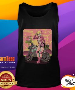 Retro anime gamer tank top featuring awesome princesses on a peach motorcycle for cross country adventures.