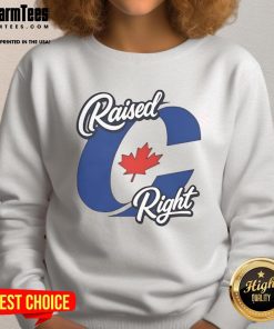 Awesome Raised Right Canada Sweatshirt in cozy fabric, perfect for stylish warmth and showcasing Canadian pride.