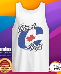 Awesome Raised Right Canada Tank Top in vibrant colors, perfect for summer wear and showcasing Canadian pride.