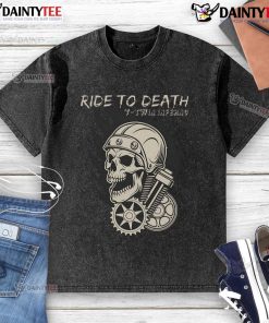Awesome Ride to Death V-Twin Inferno Skull washed t-shirt featuring a striking skull design for motorcycle enthusiasts.