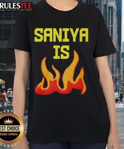 Awesome Saniya Is Fire Ladies Tee featuring a stylish design, perfect for casual wear and expressing confidence.