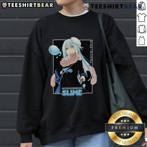 Alt Text: Awesome Slime Rimuru Tempest sweatshirt in box, showcasing vibrant colors and unique design for anime fans.