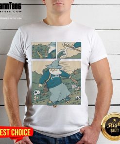 Alt Text: Awesome Snakeboarding Wizard T-Shirt featuring a vibrant wizard graphic on a sleek black background, perfect for fans.