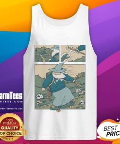 Alt Text: Awesome snakeboarding wizard tank top featuring a vibrant design of a wizard on a skateboard, perfect for casual wear.