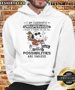 Alt Text: Awesome Snoopy Woodstock hoodie with 'I Am Currently Unsupervised' quote, perfect for Peanuts fans and casual wear.