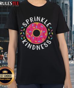 Awesome Sprinkle Kindness Donut Ladies Tee featuring vibrant donut graphics and a positive message for casual wear.