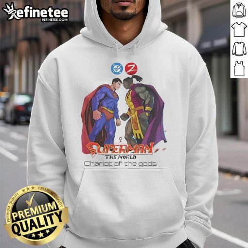 Alt Text: Awesome Superman The World on Zebra Comics hoodie featuring vibrant graphics and stylish design for fans.