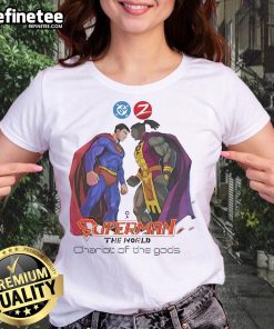 Alt Text: Awesome Superman The World on Zebra Comics ladies tee featuring a vibrant graphic design and stylish fit for fans.