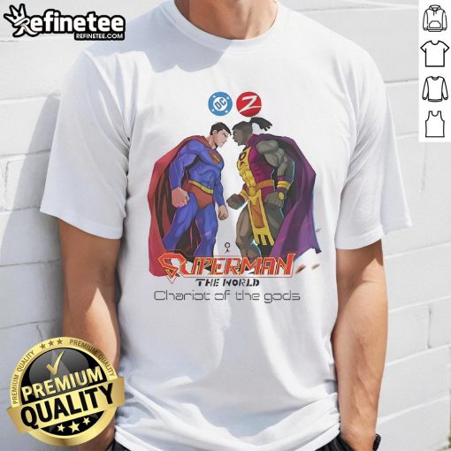Awesome Superman The World On Zebra Comics T-Shirt featuring a vibrant Superman graphic on a stylish tee.