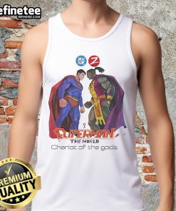 Awesome Superman tank top featuring vibrant Zebra Comics design, perfect for fans of superhero apparel and comic book style.